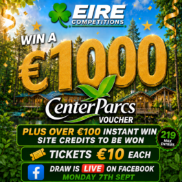 WIN A €1000 CENTER PARCS VOUCHER FOR €10
