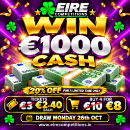 WIN €1000 CASH! <br> <br> DRAW MON 26TH OCT